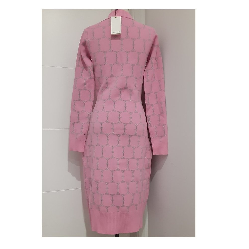 NWT RETROFETE PINK MAUI RIB KNIT BUTTON DOWN DRESS - Picture 4 of 6